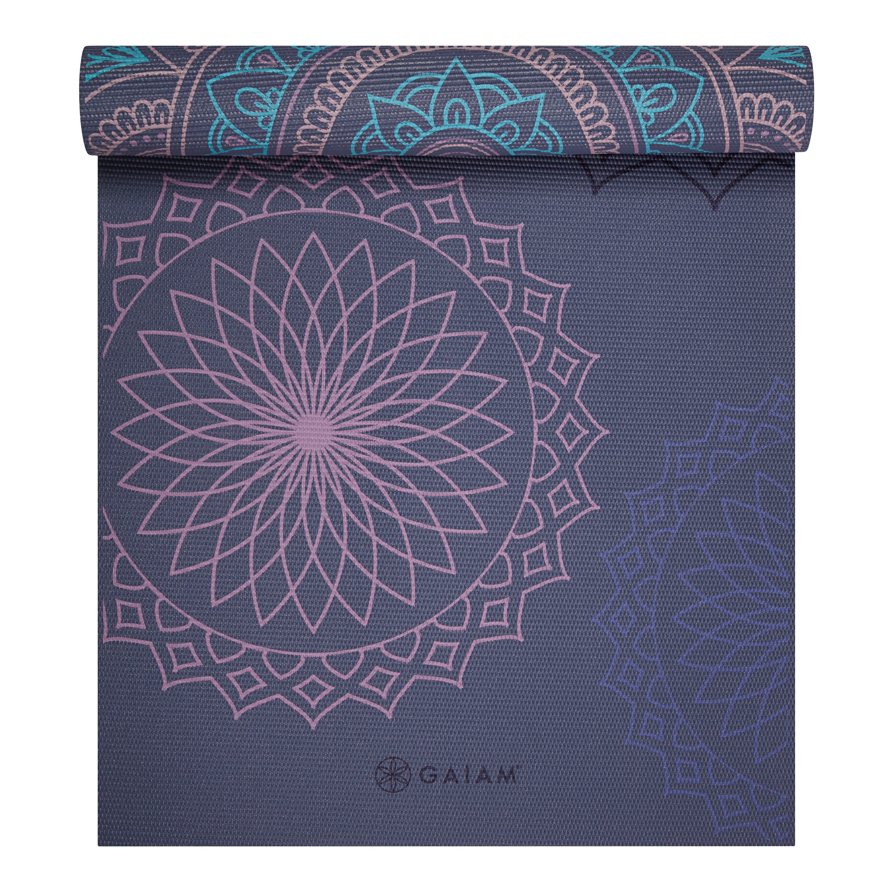 Premium Reversible Purple Illusion Yoga Mat (6mm) half rolled